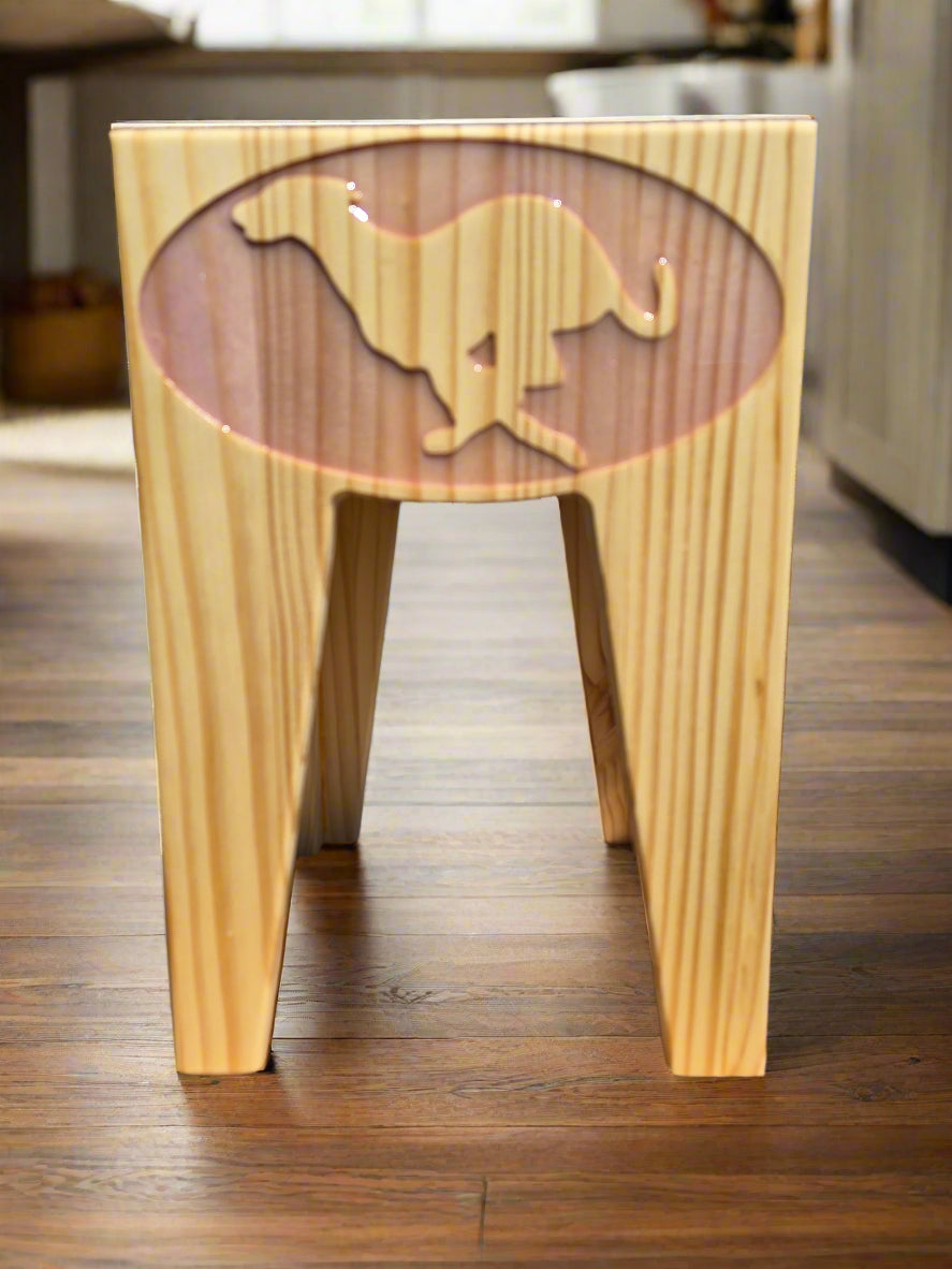 Dog Dish Stand, 15 Inches Tall, 1-Place, Natural Pine