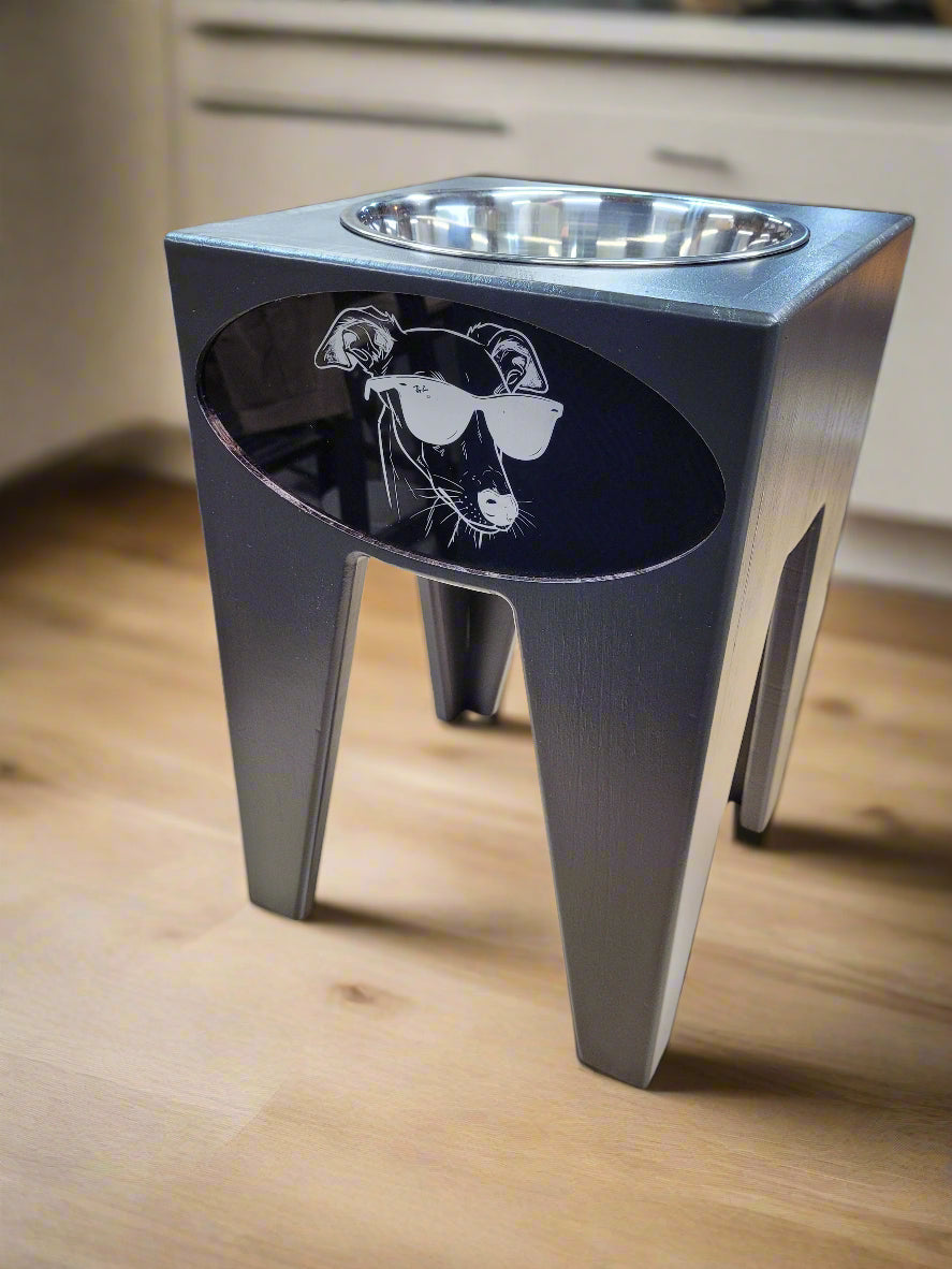 Dog Dish Stand, 15 Inches Tall, 1-Place, Black