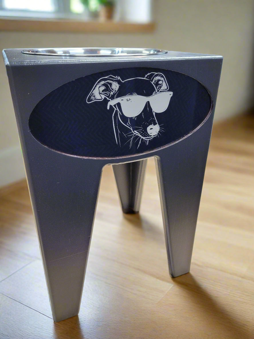 Dog Dish Stand, 15 Inches Tall, 1-Place, Black