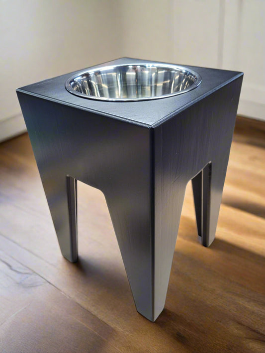 Dog Dish Stand, 15 Inches Tall, 1-Place, Black