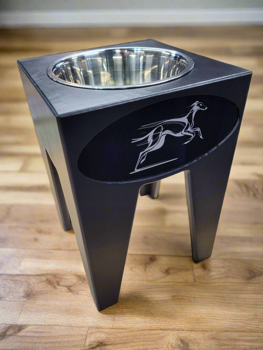 Dog Dish Stand, 15 Inches Tall, 1 Place, Black
