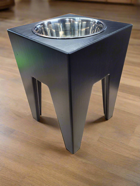 Dog Dish Stand, 15 Inches Tall, 1 Place, Black