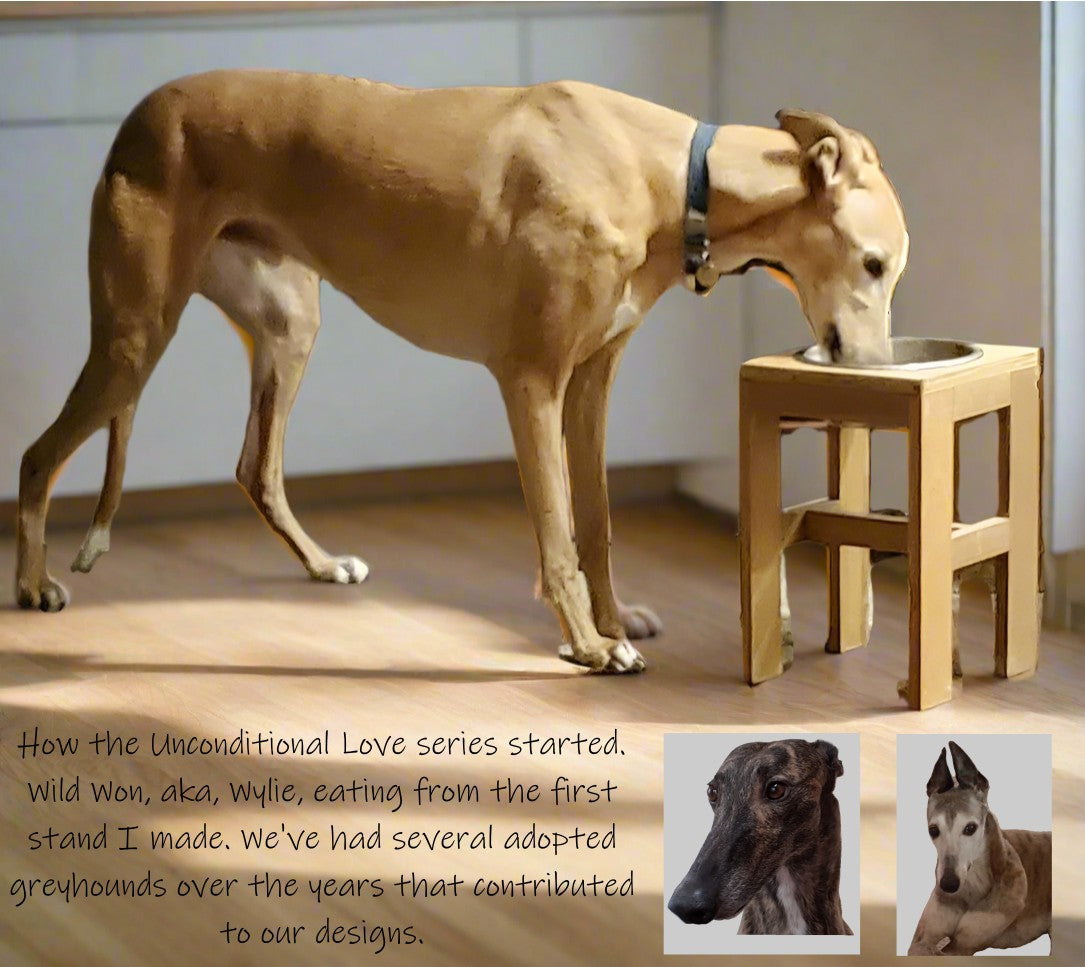 Elevated Dog Feeder Dish Stand, 15 Inches Tall, 1-Place, Natural Pine