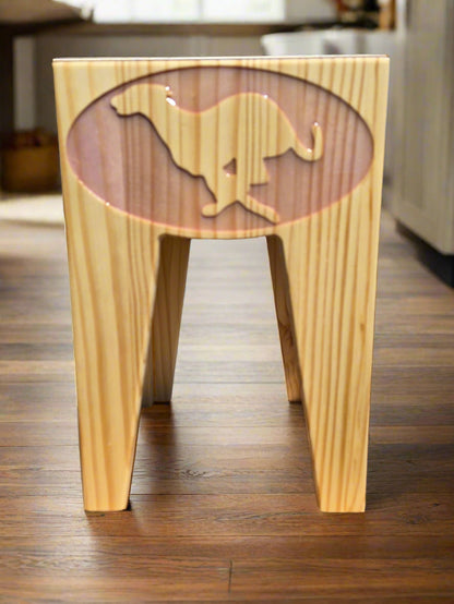 Dog Dish Stand, 15 Inches Tall, 1-Place, Natural Pine