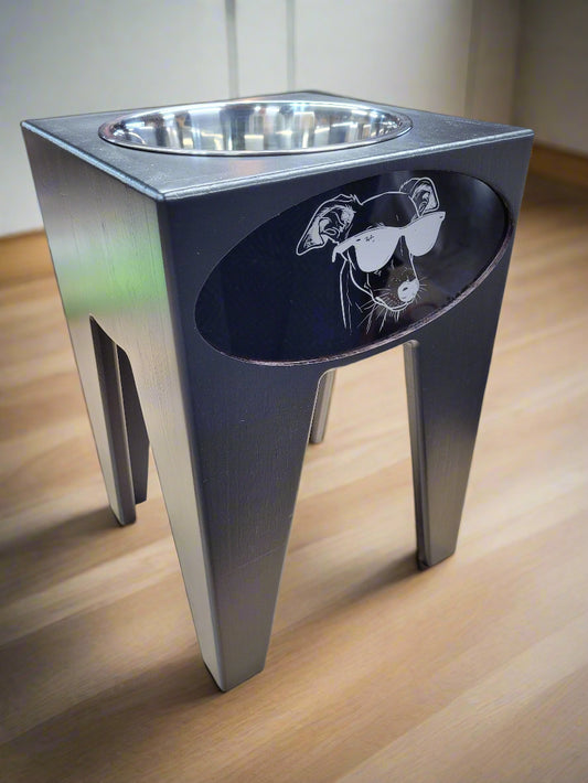 Dog Dish Stand, 15 Inches Tall, 1-Place, Black