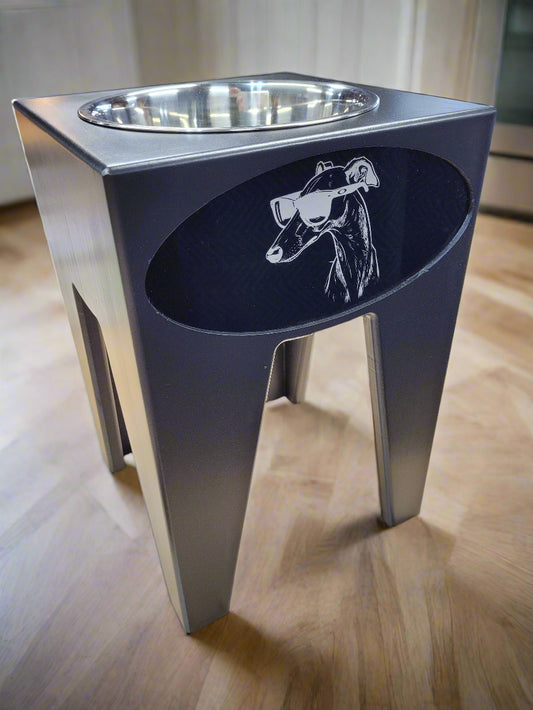 Dog Dish Stand, 15 Inches Tall, 1-Place, Black