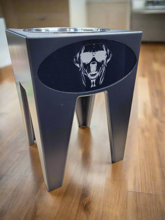 Dog Dish Stand, 15 Inches Tall, 1-Place, Black