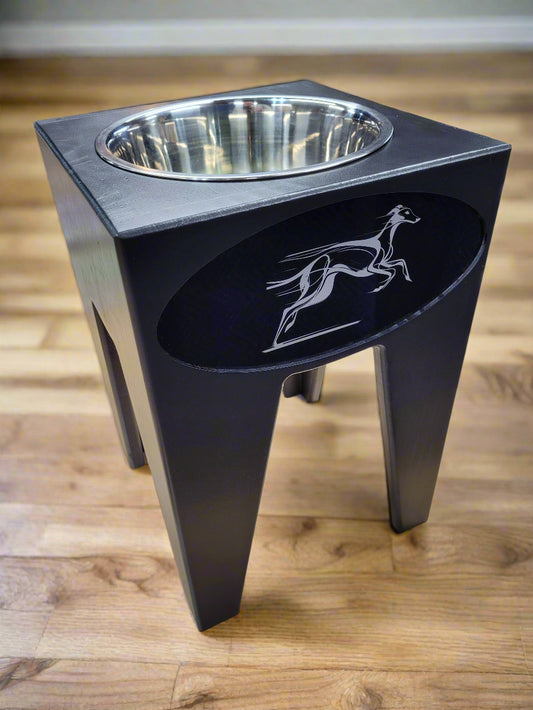 Dog Dish Stand, 15 Inches Tall, 1 Place, Black