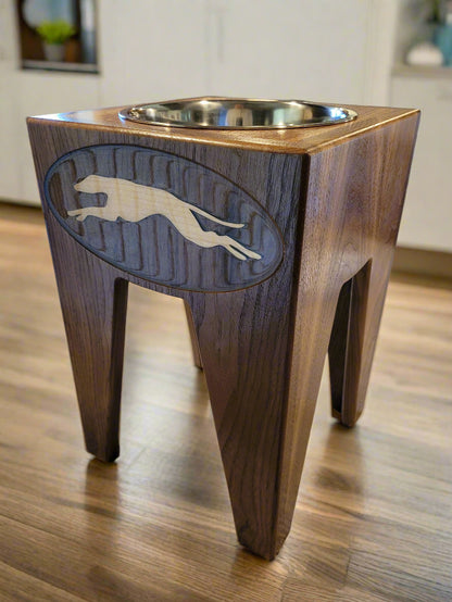 Dog Dish Stand, 15 Inches Tall, 1-Place, Walnut
