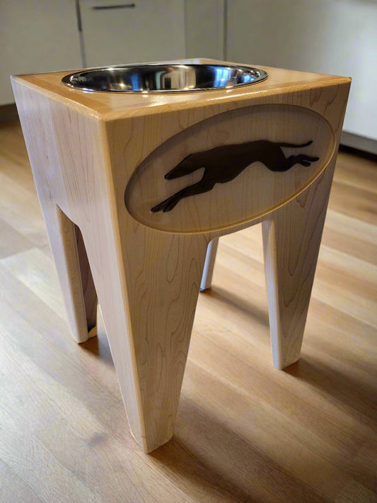 Dog Dish Stand, 15 Inches Tall, 1-Place, Maple