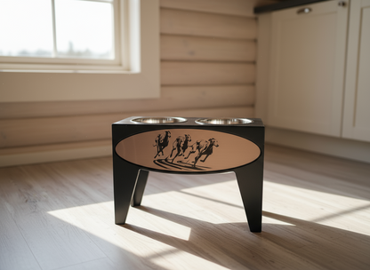 Dog Dish Stand, 15 Inches Tall, 2-Place, Black