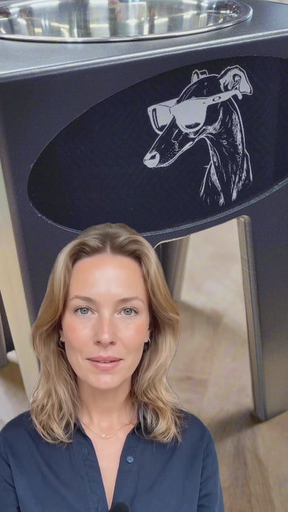 Elevated Dog Feeder Dish Stand, 15 Inches Tall, 1-Place, Black