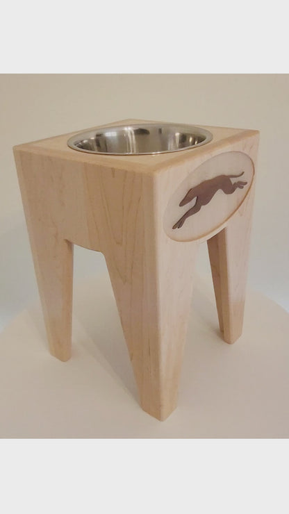 Elevated Dog Feeder Dish Stand, 15 Inches Tall, 1-Place, Maple